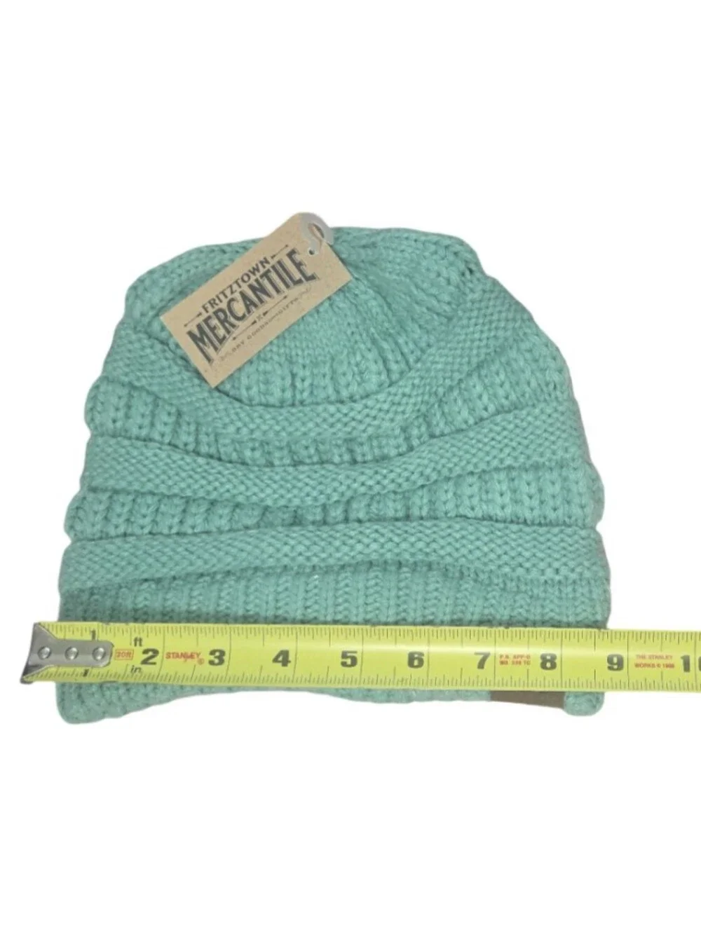 C.C Women's Green Ribbed Knit Beanie Cable Knit Fitted Winter Outdoors